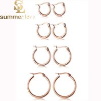 Wholesale new arrival l stainless steel hoop earrings mm60mm exaggerated large round buckle hoop earrings for women gift jewelry