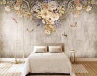 Papier Peint Personnalisé 3d Stéréoscopique Idyllique Fleur Et Oiseau Fleur Art Mural Murale Salon Chambre Papier Peint