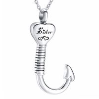 Wholesale Fashion Custom Name Fish Hook Cremation Urn Ash Holder Pendant Heart Necklace for Men Women Memorial Keepsake Jewelry