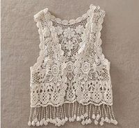 Wholesale Sexy Beach Embroidery Vintage Retro Sweet Cute girls Crochet Floral Hollow Lace Vest outwear Slim Bohemia Tank Top A5957