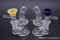 Wholesale HIGH QUALITY Small glass water bongs mini smoking pipes drop down recycler rigs oil dab beaker downstem bubbler mm joint