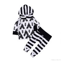 Wholesale Striped Hoodie Baby Kids Boys Clothes Top Pants Outfits Set Newborn Baby Cotton Clothing Geometric Boutique Black White Toddler m