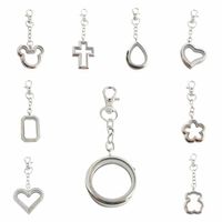 Wholesale mm chrome color round heart shape floating locket keychain floating memory living lockets with floating charms
