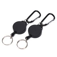 Wholesale Key Ring Keyring Steel Cord black Wire Rope Keychain Badge Reel Retractable Recoil Anti Lost Ski Pass ID Card Holder cm