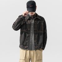 Wholesale 2020 Spring Autumn New Men s Bomber Denim Jacket Male Casual Streetwear Hip Hop Slim Fit Pilot Coat Men Clothing Plus Size XL Dark Brown
