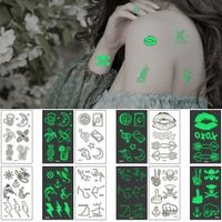 Petit Lumineux Art Temporaire Corps étanche Autocollant De Tatouage Haute Chaussures à Talons Coeur Conception De Crâne Totem Decal Pour Les Enfants