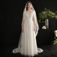 Wholesale V659 Eyelash lace handmade women bridesmaid cathedral church sex fashion fan long wedding bridal veil