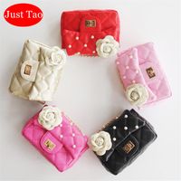 Wholesale Just Tao Childrens Fashion leather Purse Baby Kid Flower Pearl bags Toddlers Small coin purse Child wallets JT025