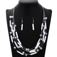 Wholesale Hot African Female Costume Jewelry Set For Women Silver Chain Chocker Necklace Earrings Set Wedding Crystal Jewelry Sets Women