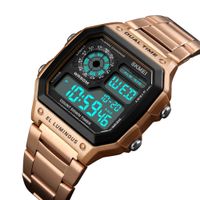 Wholesale SKMEI Rose Gold Men Watches Waterproof Casual Watch Stainless Steel Digital Wristwatch Clock Relogio Masculino Erkek Kol Saati
