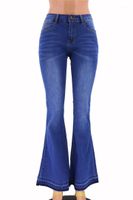 Wholesale Flare Jeans Solid Washed Casual Female Bootcut Pants Skinny Pure Color Ladies Trousers Spring Womens