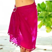 Wholesale 5colors Beach Towel Cover Ups Tassel Wrap Skirt Bikinis Swimsuit Female Swimwear Women Solid Pareo Summer Beach Wear Sarongs GGA3372