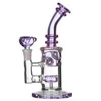 Wholesale 8 inch dab oil rig fab egg glass water pipe recycler showerhead bong heady glass purple glass art with purple bowl