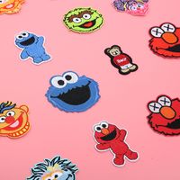 Wholesale Sesame Street Patches Embroidered Applique Iron On With Glue Anime Elmo Cookie Monster Fabric Badges