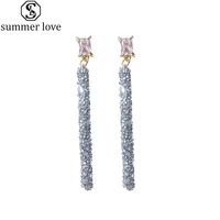 Wholesale 2020 New Crystal Geometric Long Dangle Earrings For Women Sterling Silver Needle Korean Simple Earrings As Valentine s Day Gift Z