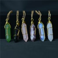 Wholesale Hexagon Shape Chakra Natural Stone Healing Point Pendants Necklaces with Gold Chain for Women Jewelry Gift willl and sandy jewelry