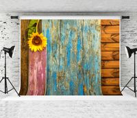 Wholesale Dream x5ft Summer Sunflower Wooden Backdrop Different Colorful Old Wood Wall Photo Background for Photographer Photography Studio Prop