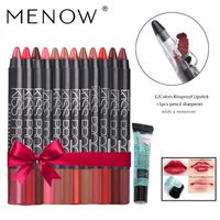 Wholesale Menow Make up set Color Pack Kiss proof Waterproof Lipstick Gift Pencil sharpener and Remover gel drop ship