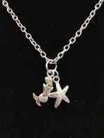 Wholesale HOT Antique Silver Beautiful Mermaid Starfish Pendants Necklaces Charm Fashion Women Jewelry Holiday Charms Jewelry Gift