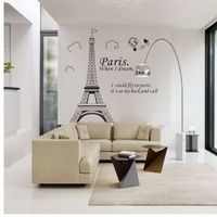 Wholesale Romantic Paris Eiffel Tower Beautiful View of France DIY Wall Stickers WallpaperArt Decor Mural Room Decal