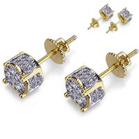 Wholesale Fashion Earrings Jewelry Women Mens Round Earrings Hip Hop Diamond Stud Earrings Iced Out Bling CZ Rock Punk Silver Wedding Gift