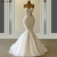 Wholesale Vestido De Novia Graceful Mermaid Wedding Dresses Sweetheart Neck Luxury Beaded Bridal Gowns Custom Made
