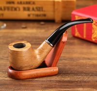 Wholesale Retro Male Acrylic Bending Handle Wooden Solid Wood Pipe Wooden Pipe Tobacco Tool