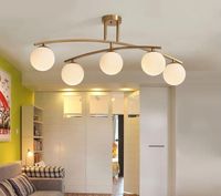 Wholesale Modern Gold Ceiling hanging Light Chandeliers Suspension Lamp Mid Century Brass Sputnik Chandelier LLFA