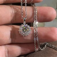 Wholesale Choucong New Arrival Luxury Jewelry Sterling Silver Round Cut White Topaz CZ Diamond Party Pendant Women Wedding Necklce Gift