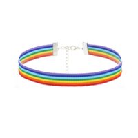 Wholesale Fashion Colorful Rainbow Choker Necklace Set lavicle Chain Ribbon For Men Women Lesbian Bisexual Pride Jewelry Party Gift