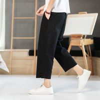 Wholesale M XL Plus size Men Harem Pants Japanese Casual Cotton Linen Trouser Man Jogger Pants Chinese Baggy black white gray