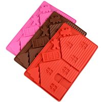 Wholesale Creative Christmas Gingerbread House Baking Moulds Eco Friendly Silicone Cake Chocolate Mold Diy Bakeware Tools Color Mixed js E1