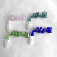 Wholesale Colorful spiral Twisted Pyrex Glass Banger Nail Bucket Oil burner Smoking Accessories mm mm male female For Rigs Bongs Hookahs Bubbler
