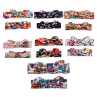 Wholesale Floral parent child hair band set printed rabbit ear hair accessories headband Bow tie headband Mother baby stretch cotton bandeau A07