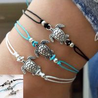 Wholesale Fashion Summer Beach Turtle Shaped Charm Rope String Anklets For Women Ankle Bracelet Woman Sandals On the Leg Chain Foot Jewelry