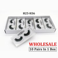 Wholesale New factory outlet d natural mink lashes pairs false eyelashes black lashes in box full strip Pairs Pack bulk