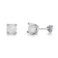 Wholesale 100 sterling silver earrings China jewelry three colors mm opal stud earring Korean female pretty gift
