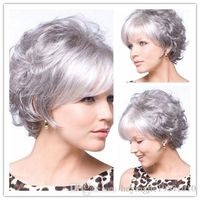 Qualité Chic Womens Coiffures Cut Blanc Synthétique Court Wavy Perruques Pour Les Femmes Afro Américaine Perruques
