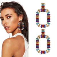 Wholesale colorful diamonds dangle earrings for women western hot sale fashion girl crystal chandelier earring holiday style jewelry
