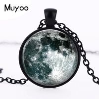 Wholesale new hot Full Moon Pendant Necklace Unique Space Planet jewelry Art Photo moon Necklace accessory Romantic Gift for lovers HZ1