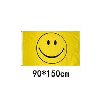 Wholesale Smile Face Flag x5FT x90cm Polyester Printing Yellow Smiley Face Indoor Outdoor Sports Hanging Flag With Brass Grommets