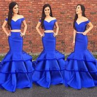 Wholesale Elegant Royal Blue Mermaid Prom Dresses New Style Off The Shoulder Fishtail Girls Prom Gowns Evening Dress