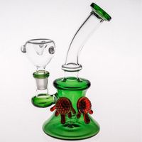 Wholesale 17cm Tall Green Blue Smoking Pipes Handmade Glass Bowl with mm Joint Bowls Oil Rigs Hookahs Gift for Friend