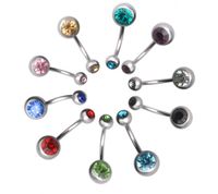 Wholesale Fashion Bell Button Rings Crystal Surgical Steel Body Jewelry Belly Piercing Rings Sexy Real Navel Piercing Ombligo Pircing Gift DHL