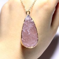 Wholesale Unique Water Drop Shape Rose Pink Quartz Crystal Natural Stone Pendant DIY Fit Necklace For Jewelry Making