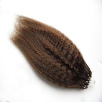 Wholesale coarse yaki Micro Loop Ring Hair Highlight Color Remy Pre Bonded Hair Extension kinky straight Micro Loop Hair Extensions g