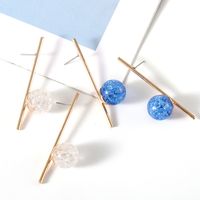Wholesale Hot Fashion Jewelry Women s Simple Long Stick Grain Crystal Magic Ball Stud Earrings Lady Crackle Bead Earrings S363