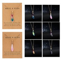 Wholesale Make a Wish Natural Stone Water Drop Necklace Lover Opal Stone Waterdrop Pendant Necklace Charm Jewelry Unique Jewelry