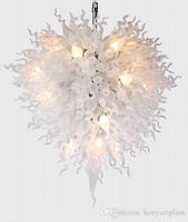 Wholesale Larege Wedding Decor Table Top Centerpieces White Glass Lamps LED Lights Hand Blown Glass Modern Ball Glass Chandeliers