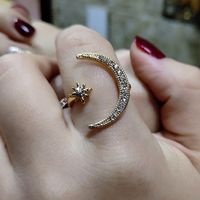 Wholesale New Fashion Band Rings Sterling Silver Jewerly Opening Adjustable Ring For Women Rose Gold Silver Moon Star Diamond